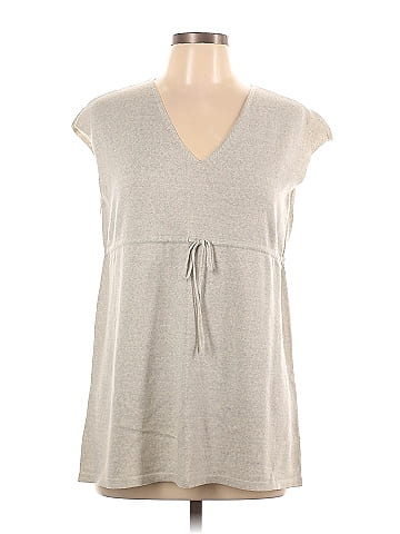Eileen Fisher 100% Silk Gray Sleeveless Silk Top Size P (Petite