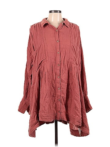 Free People 100% Cotton Solid Burgundy Casual Dress Size M - 64% off