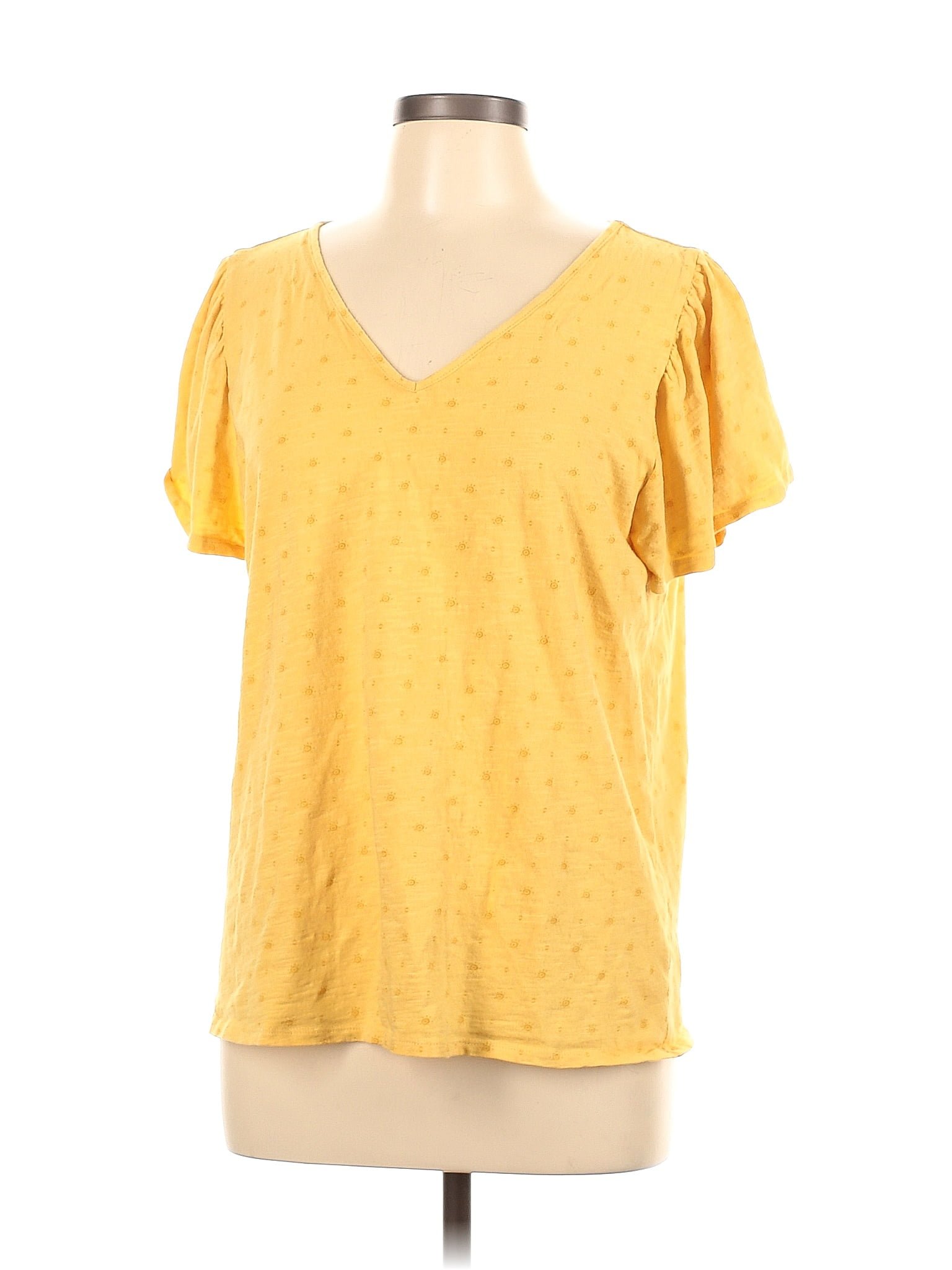 Sonoma Goods For Life 100 Cotton Polka Dots Yellow Short Sleeve Top