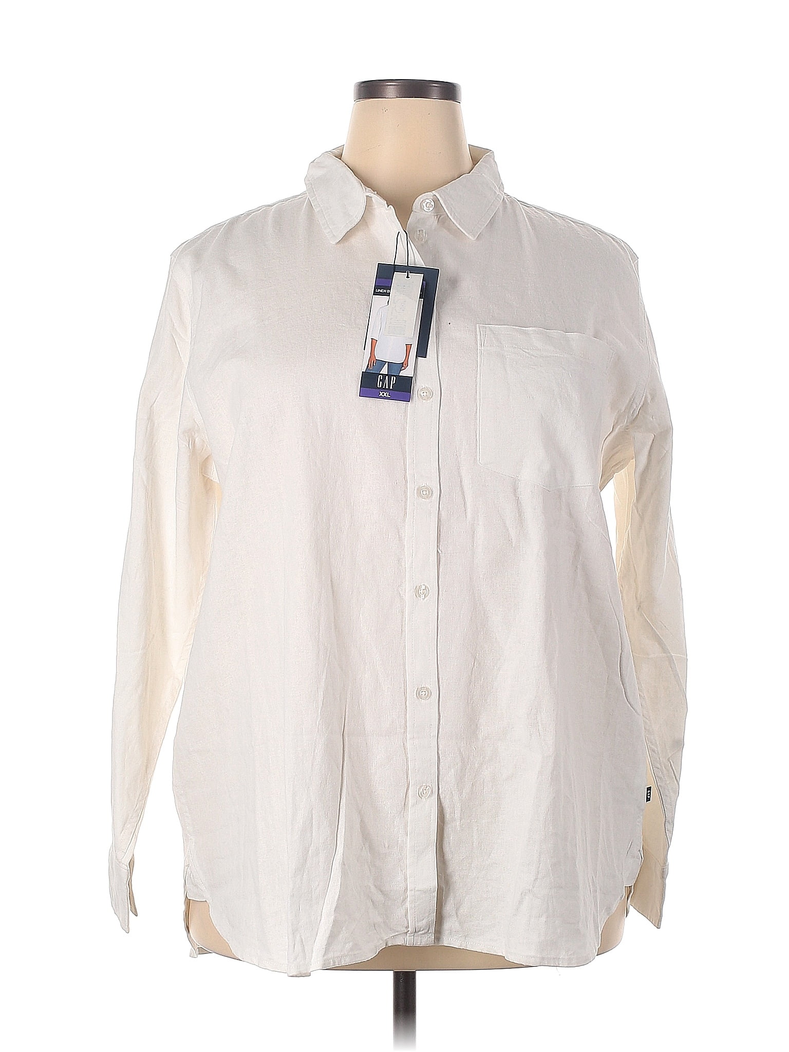 Gap White Ivory Long Sleeve Button-Down Shirt Size XXL - 64% off