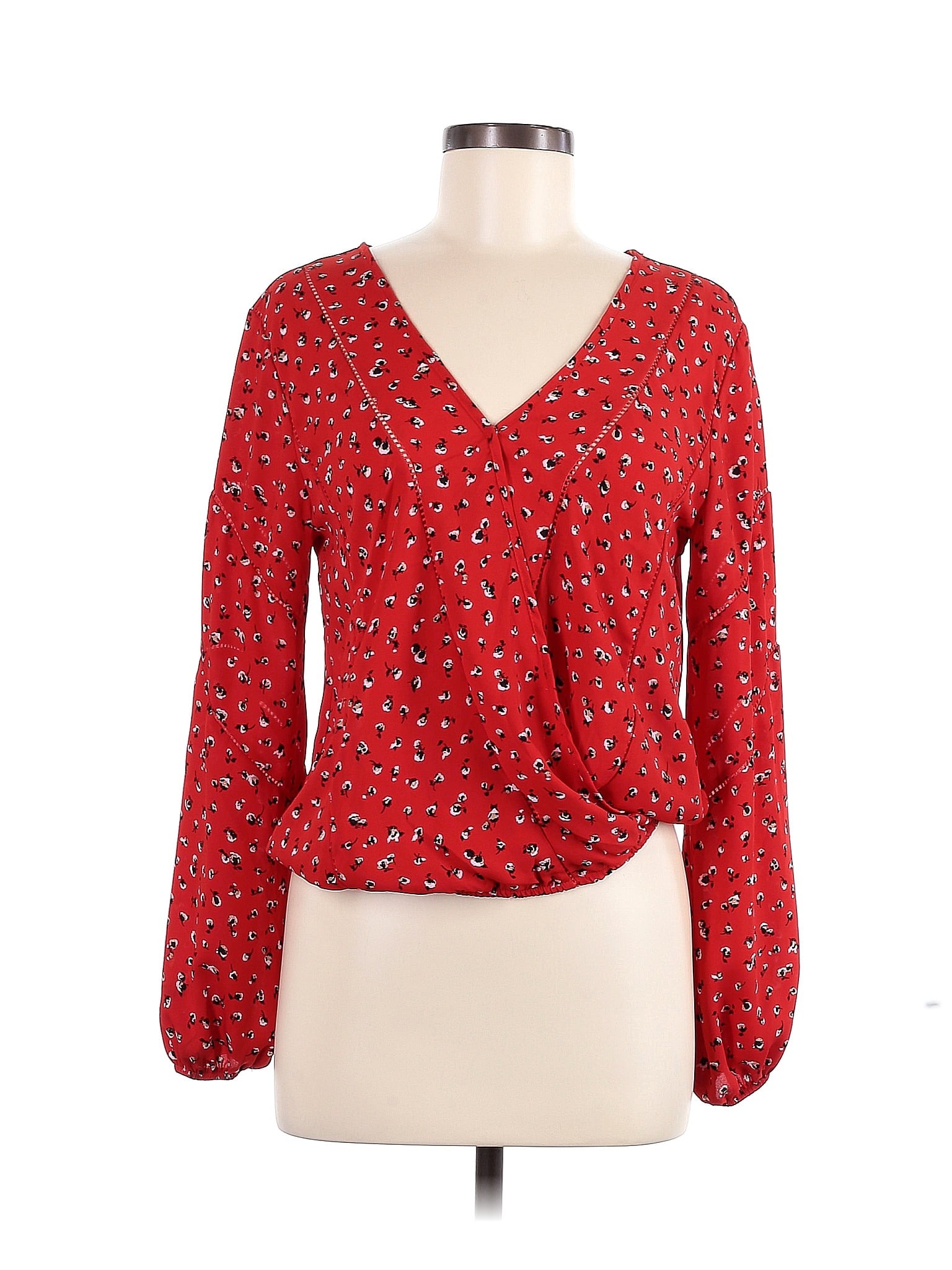 Sienna Sky 100 Polyester Red Long Sleeve Blouse Size M 65 Off Thredup