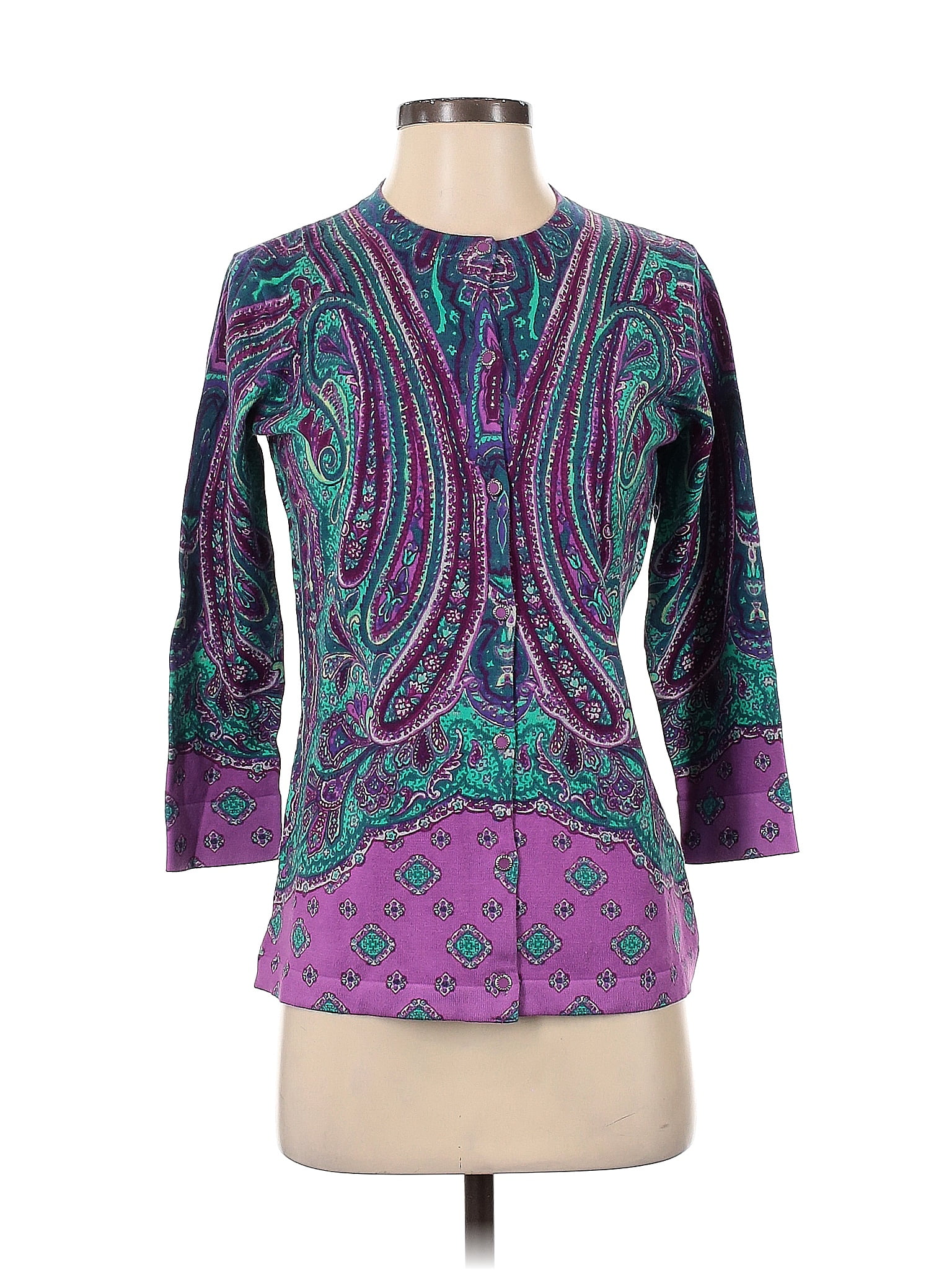Cardigan Isaac Mizrahi Cachemire Vin - Taille XS, Ouvert, Manches Longues, Neuf Sans étiquette