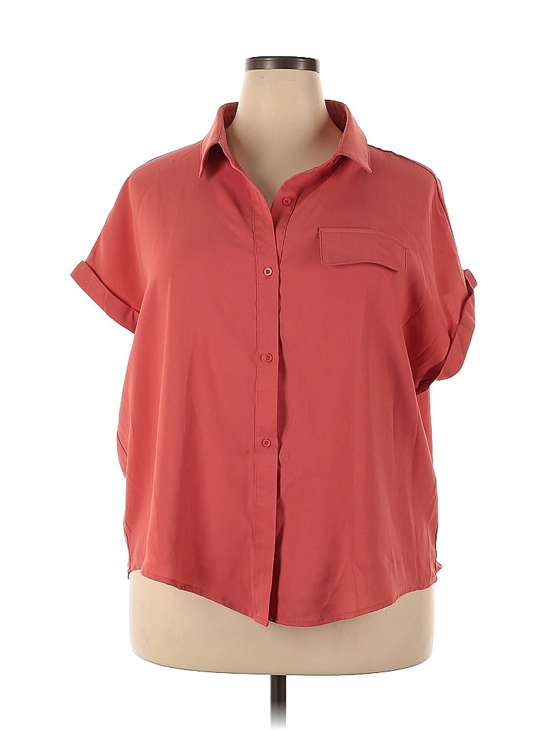 Unbranded 100% Polyester Red Short Sleeve Blouse Size 3X (Plus) - photo 1