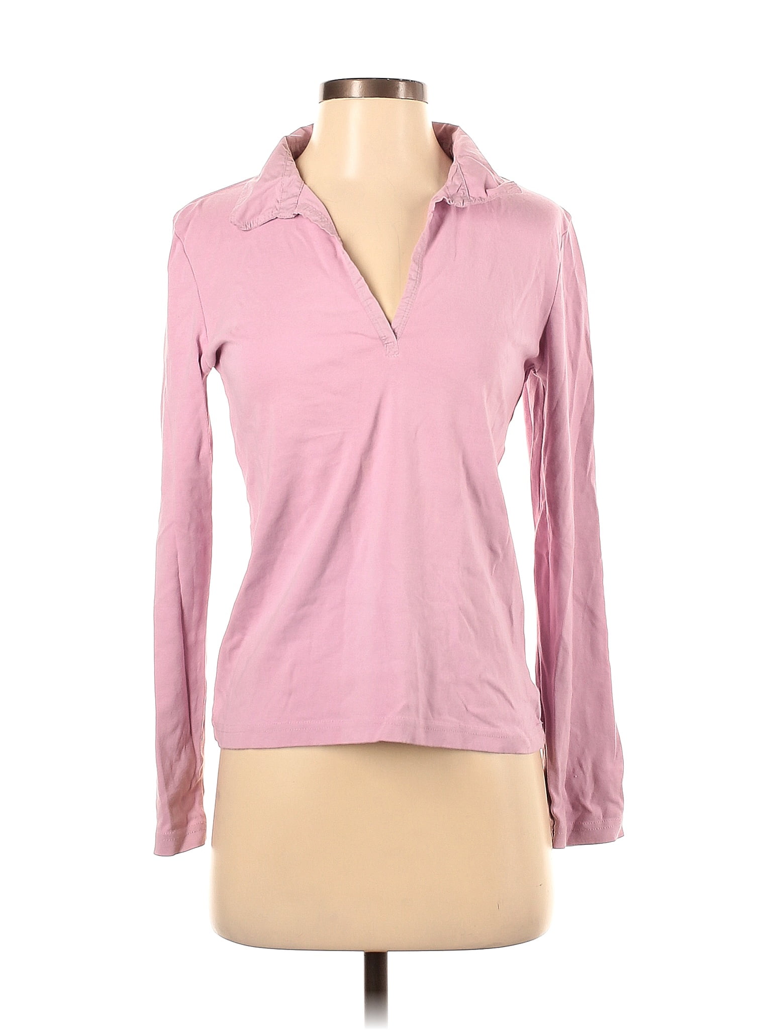 Eddie Bauer 100 Cotton Solid Pink Long Sleeve Blouse Size S 64 Off