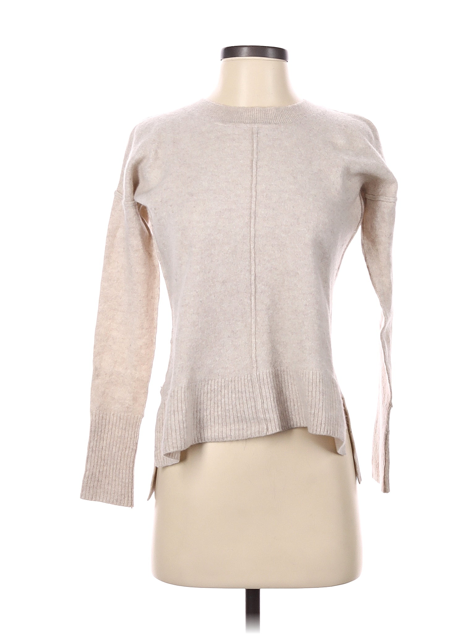 Vertical Design 100% Cashmere Color Block Solid Tan Cashmere Pullover ...