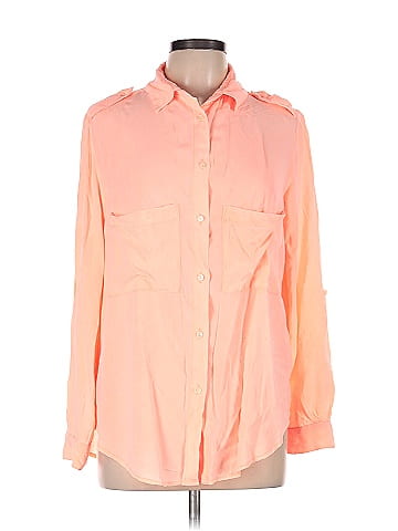 Sim & Sam 100% Rayon Solid Orange Long Sleeve Button-Down Shirt Size M -  50% off