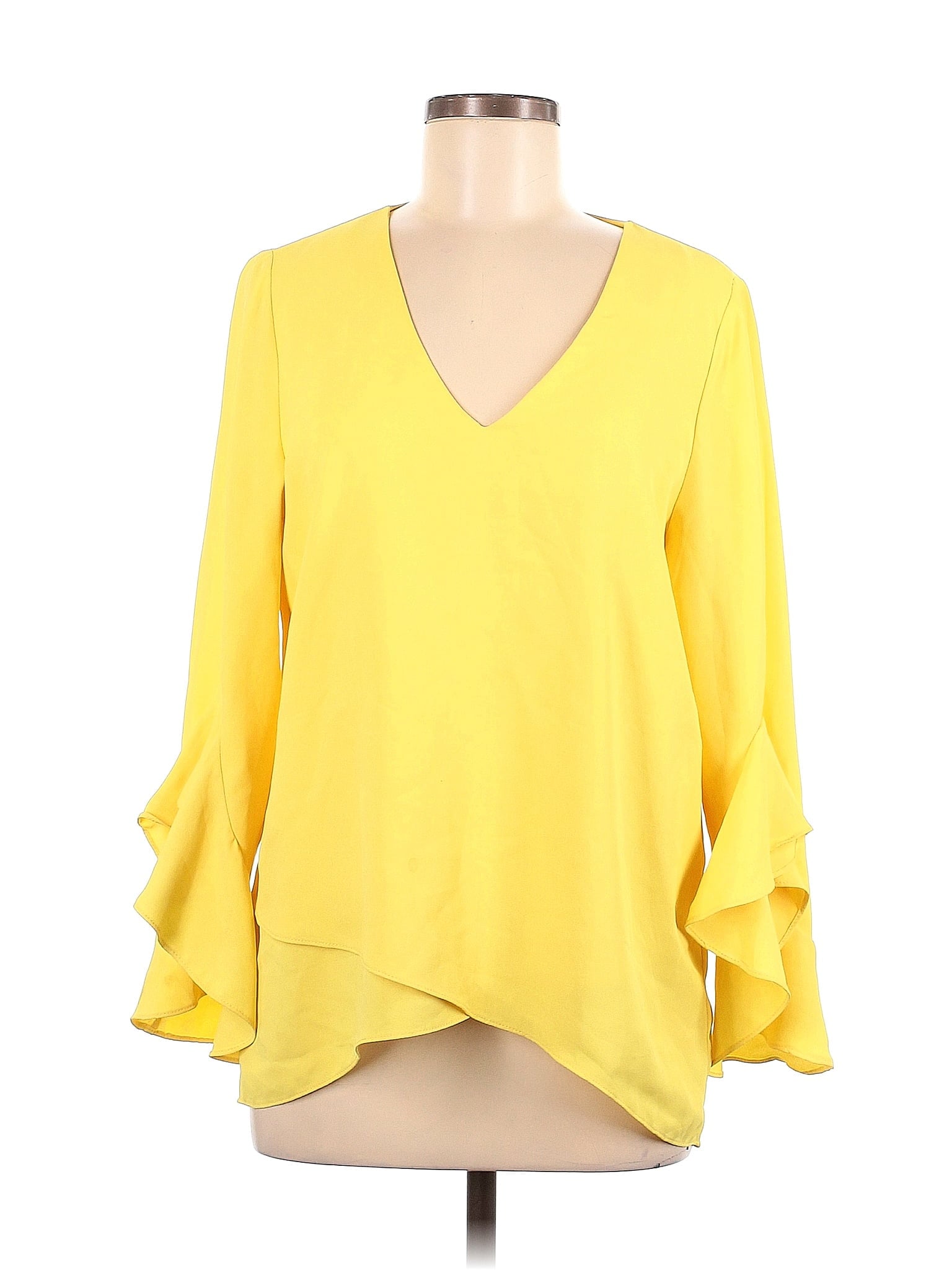 Vince Camuto Women's Bell Sleeve Top Yellow Size X-Small