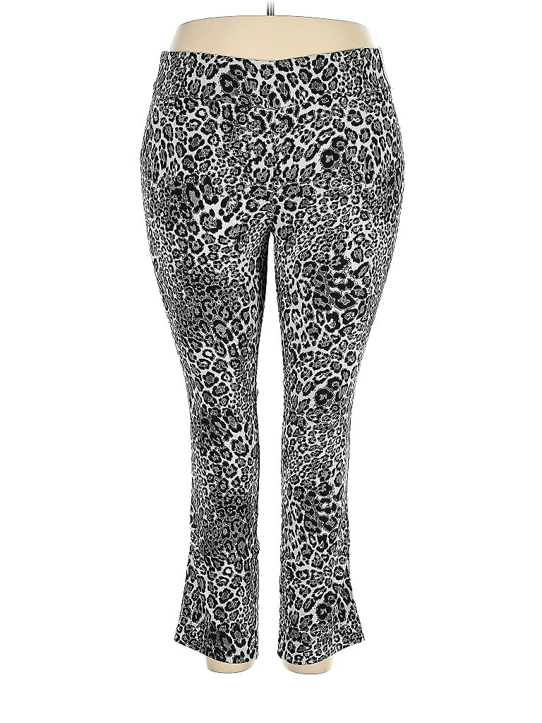 7th Avenue Design Studio New York & Company Leopard Print Snake Print Animal Print Zebra Print Silver Casual Pants Size XXL - photo 1