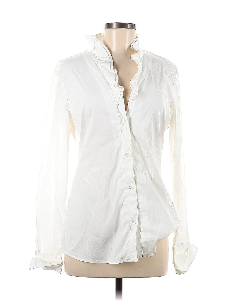 J. McLaughlin Solid White Long Sleeve Button-Down Shirt Size M - 72% ...