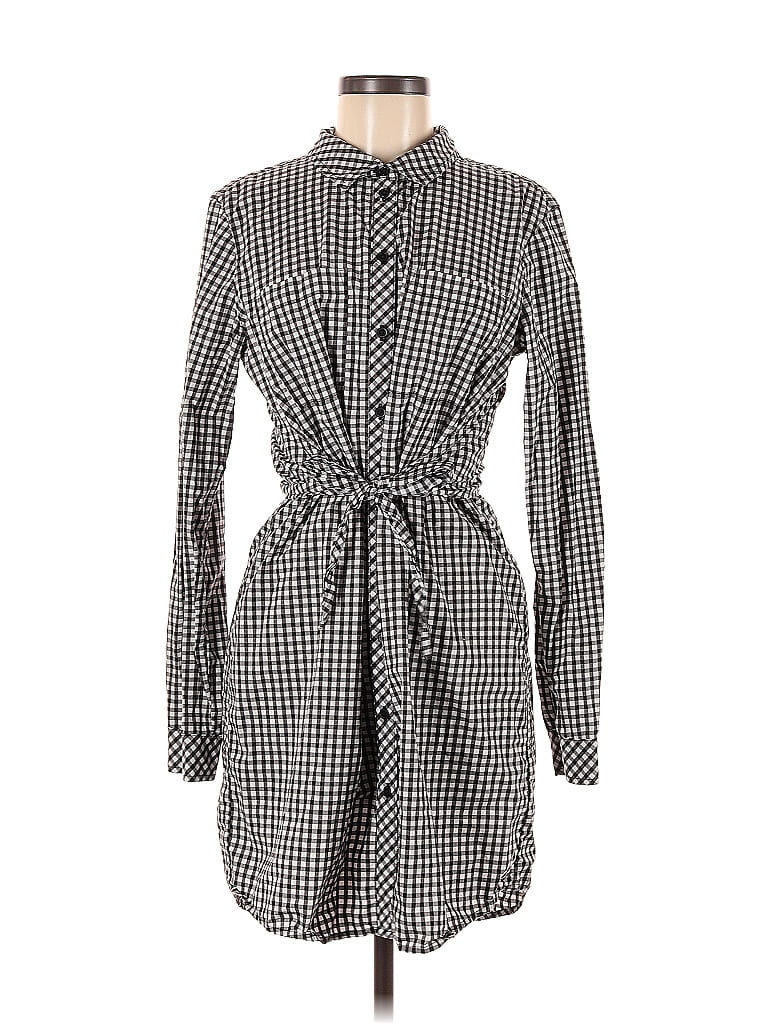 Sanctuary 100% Cotton Checkered-gingham Houndstooth Gray Casual Dress Size M - photo 1