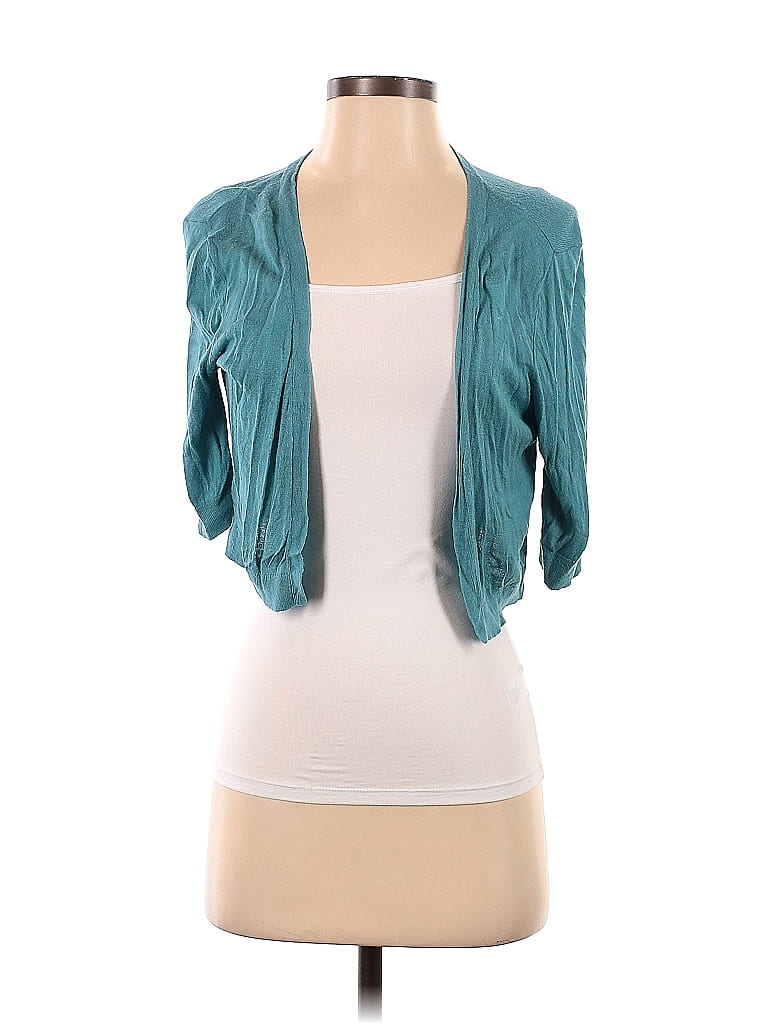 Talbots 100% Rayon Color Block Solid Teal Shrug Size S - 81% off | ThredUp