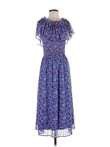 Lucky Brand 100% Polyester Floral Navy Blue Casual Dress Size XL