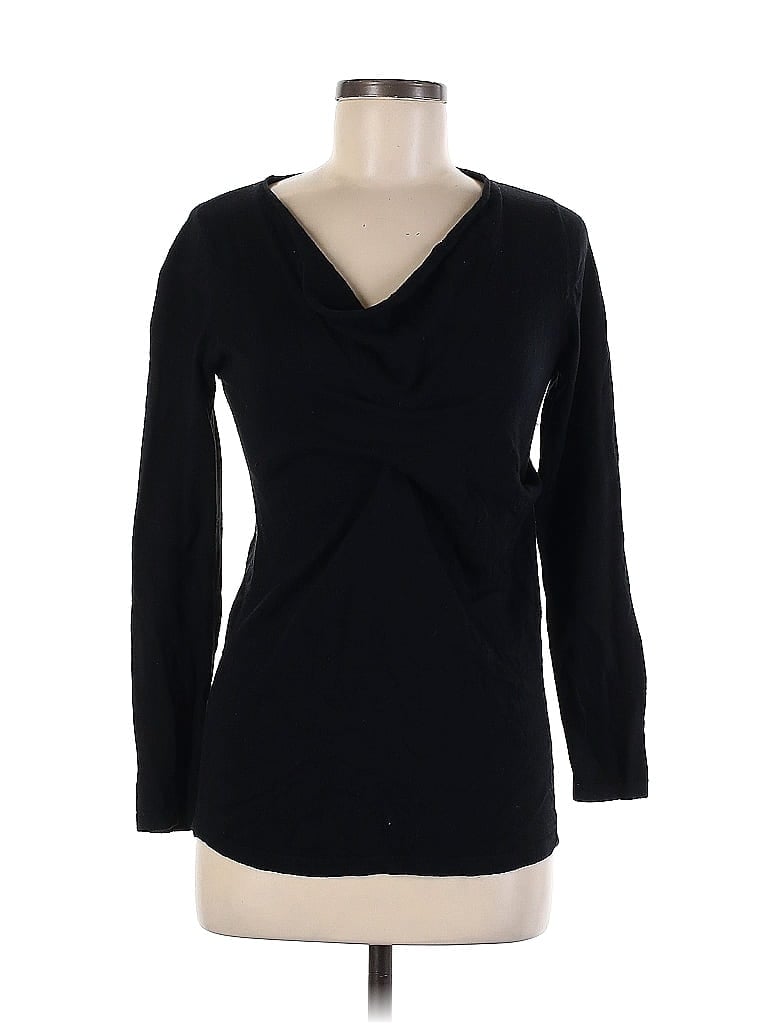 Pre-owned Isda & Co Long Sleeve Top Black Open Neckline Tops