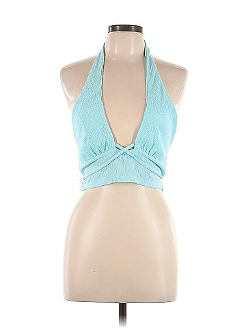 Urban Outfitters Solid Blue Teal Halter Top Size L - 50% off