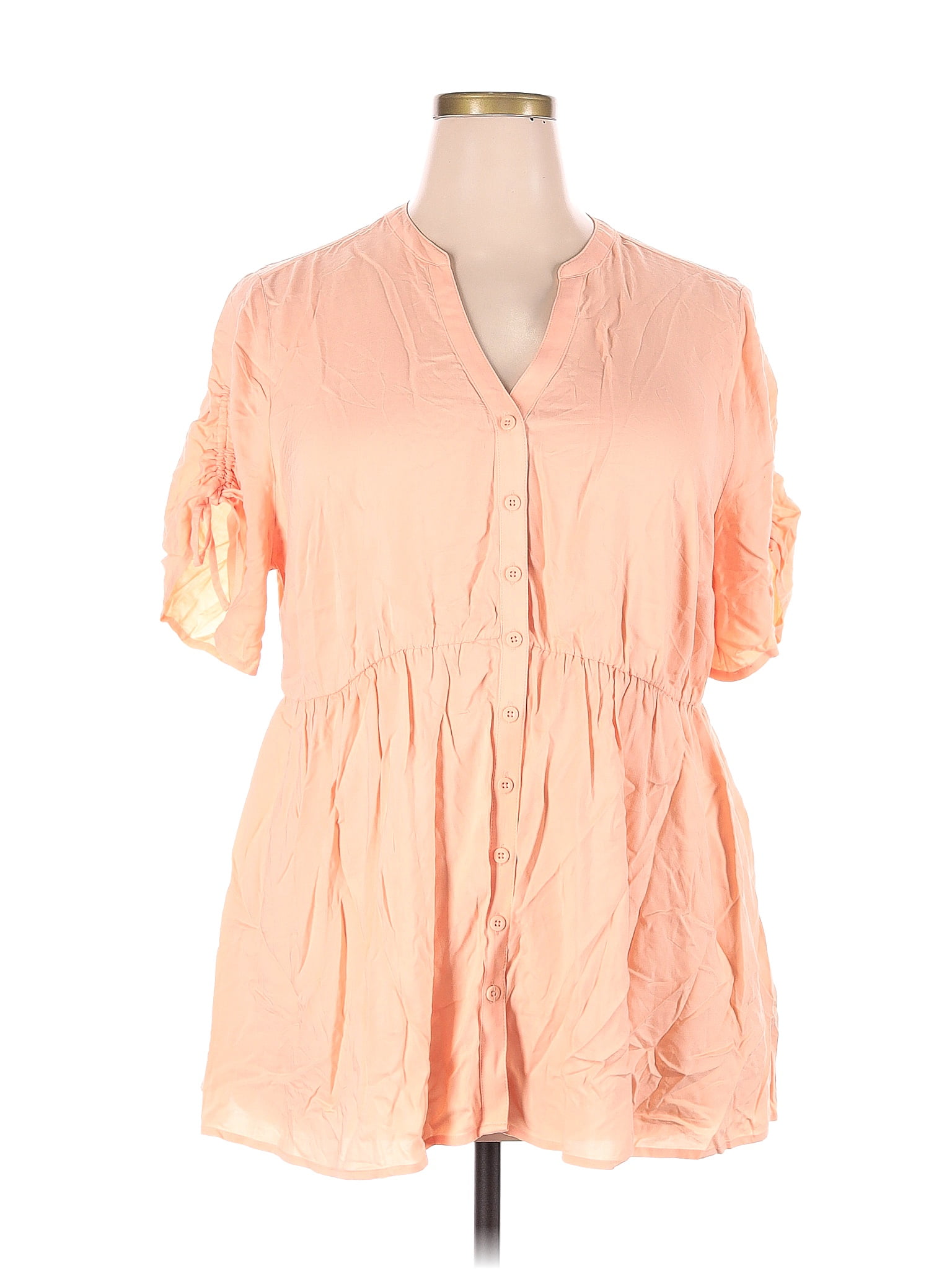 Torrid 100% Rayon Solid Pink Orange 3/4 Sleeve Top Size 2X Plus (2