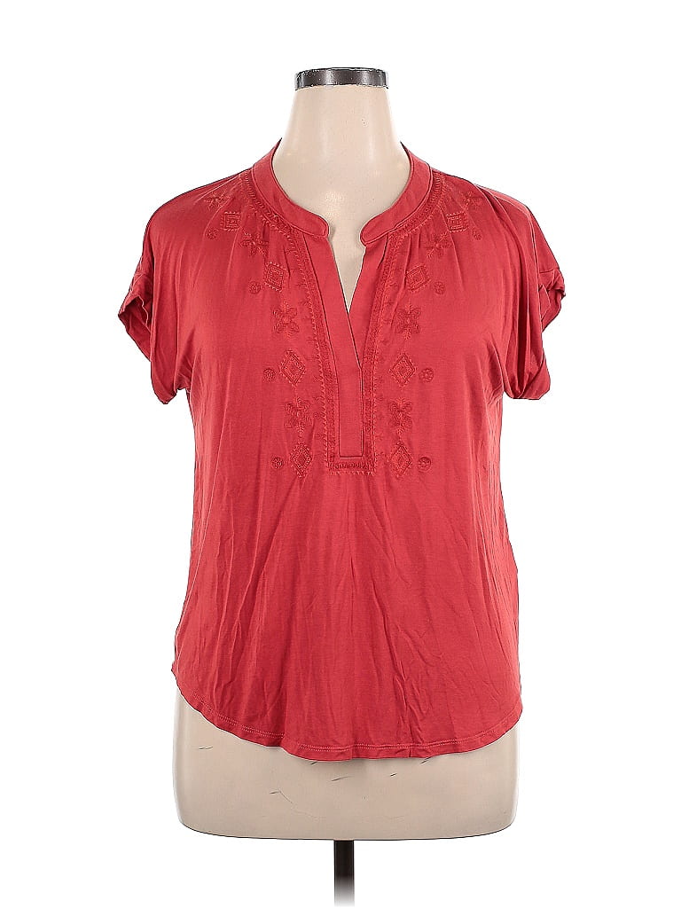 Cable & Gauge Red Short Sleeve Blouse Size XL - photo 1