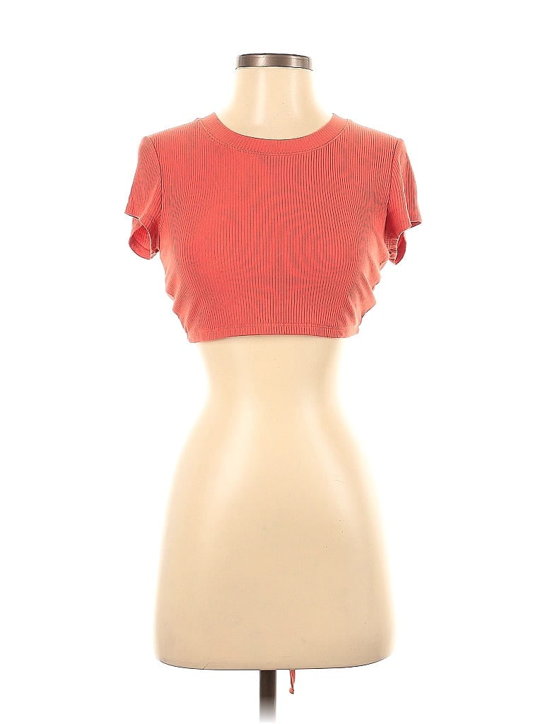 Pre-owned Offline By Aerie Short Sleeve Top Orange Sweetheart Neckline Tops
