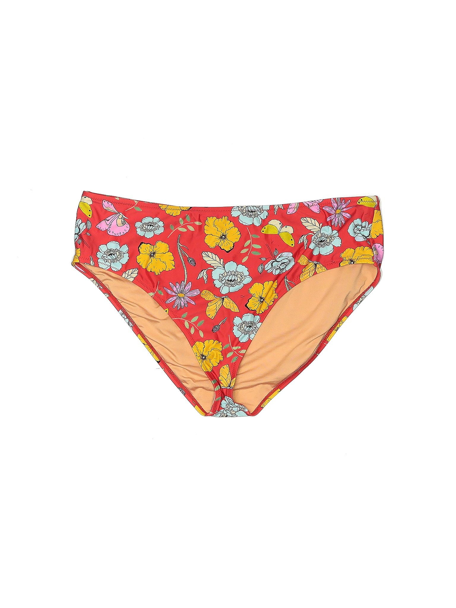 J Crew Floral Floral Motif Red Swimsuit Bottoms Size 2x Plus 70