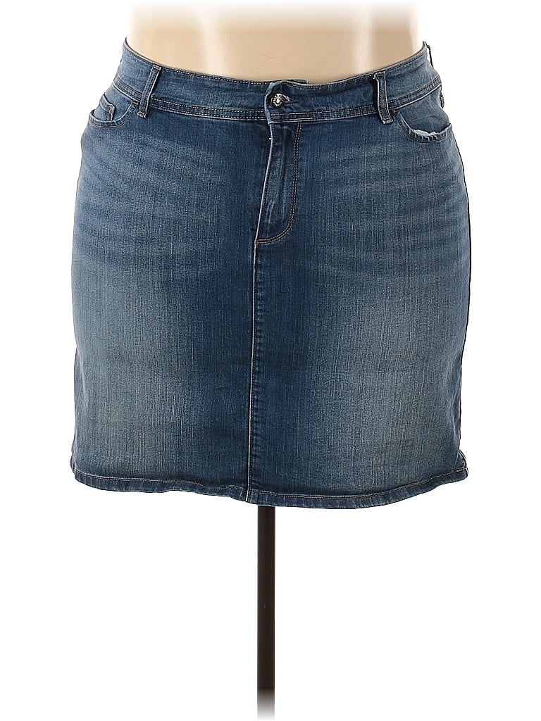 Old Navy Solid Blue Denim Skirt Size 22 (Plus) 47 off ThredUp