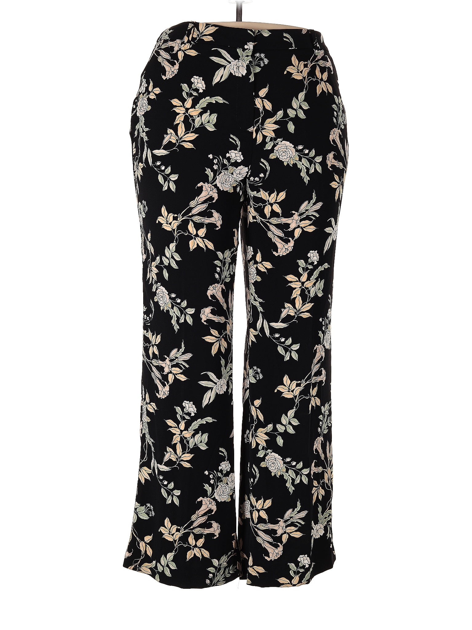 Lands' End 100% Polyester Floral Black Dress Pants Size 18 (Plus) - 72% ...