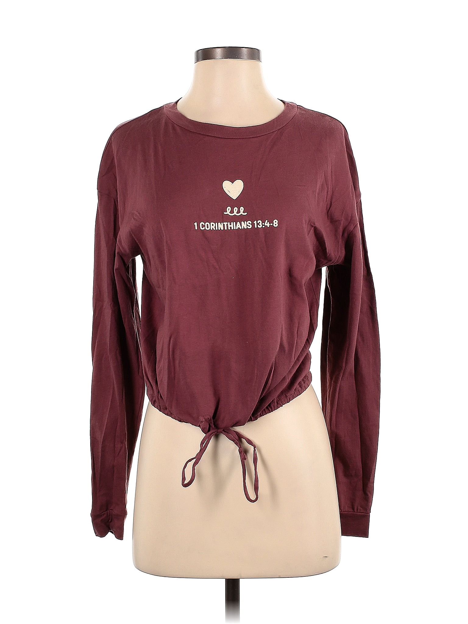 French Pastry Los Angeles 100 Cotton Solid Burgundy Long Sleeve T