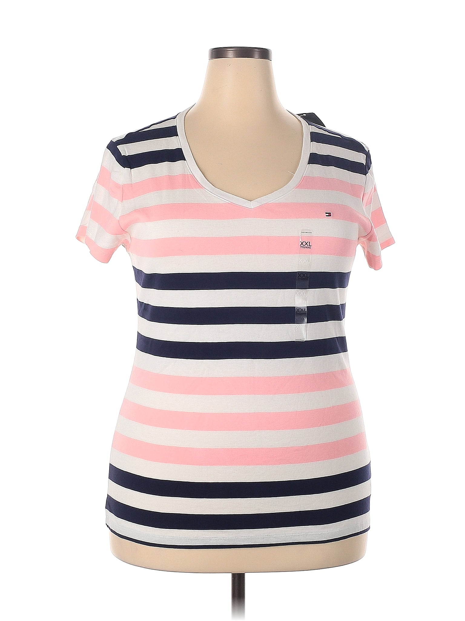 T-shirt Pinky Noir à Motifs Fleurs Et Rayures - Taille XL (16), Manches Courtes, Occasion Comme Neuf