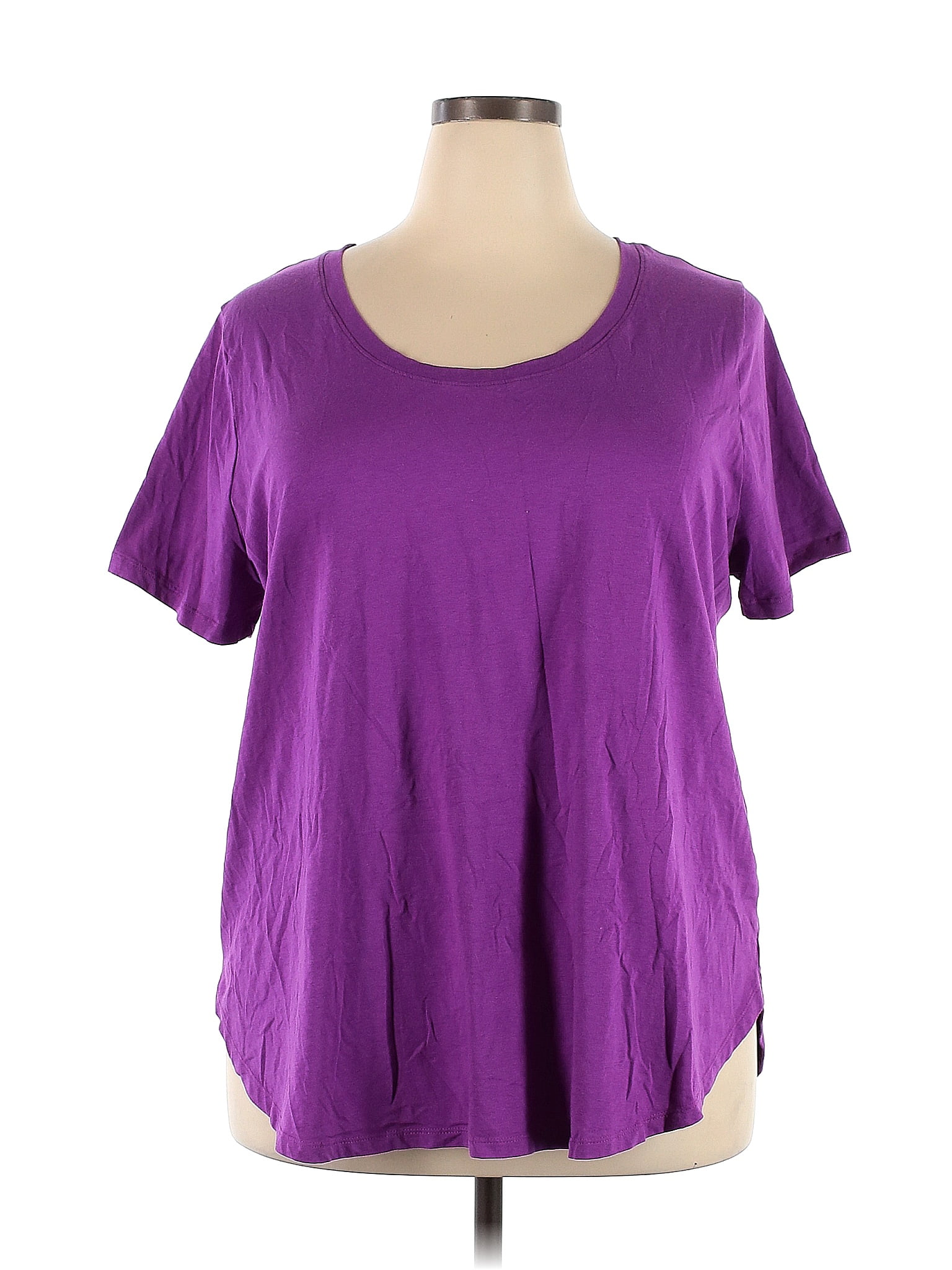 Ava & Viv Women's Plus Size Short Sleeve V-Neck T-Shirt Purple 4X( 28W/30W)
