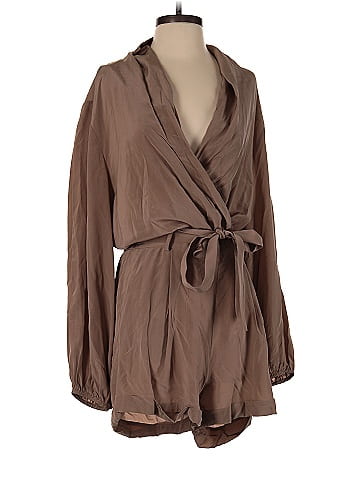 Cami NYC 100 Silk Solid Brown Romper Size L 73 off ThredUp