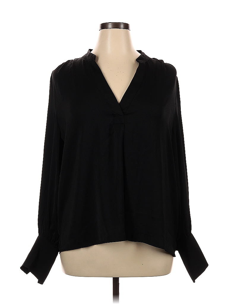 Banana Republic Factory Store 100 Polyester Black Long Sleeve Blouse