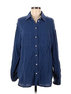 Royal Blue Long Sleeve Button-Down Shirt (view 1)