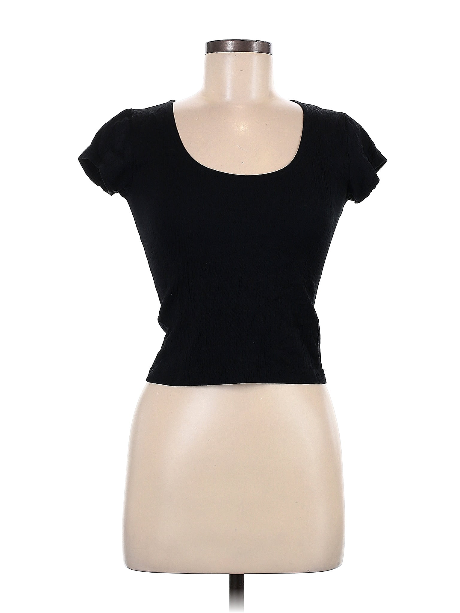 Brandy Melville Solid Black Short Sleeve Top One Size - 52% off
