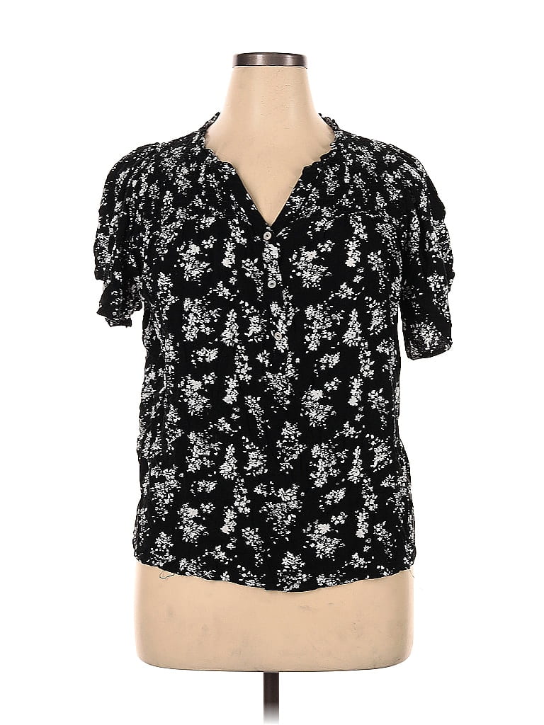 Maurices 100% Rayon Black Short Sleeve Blouse Size 2X (Plus) - photo 1