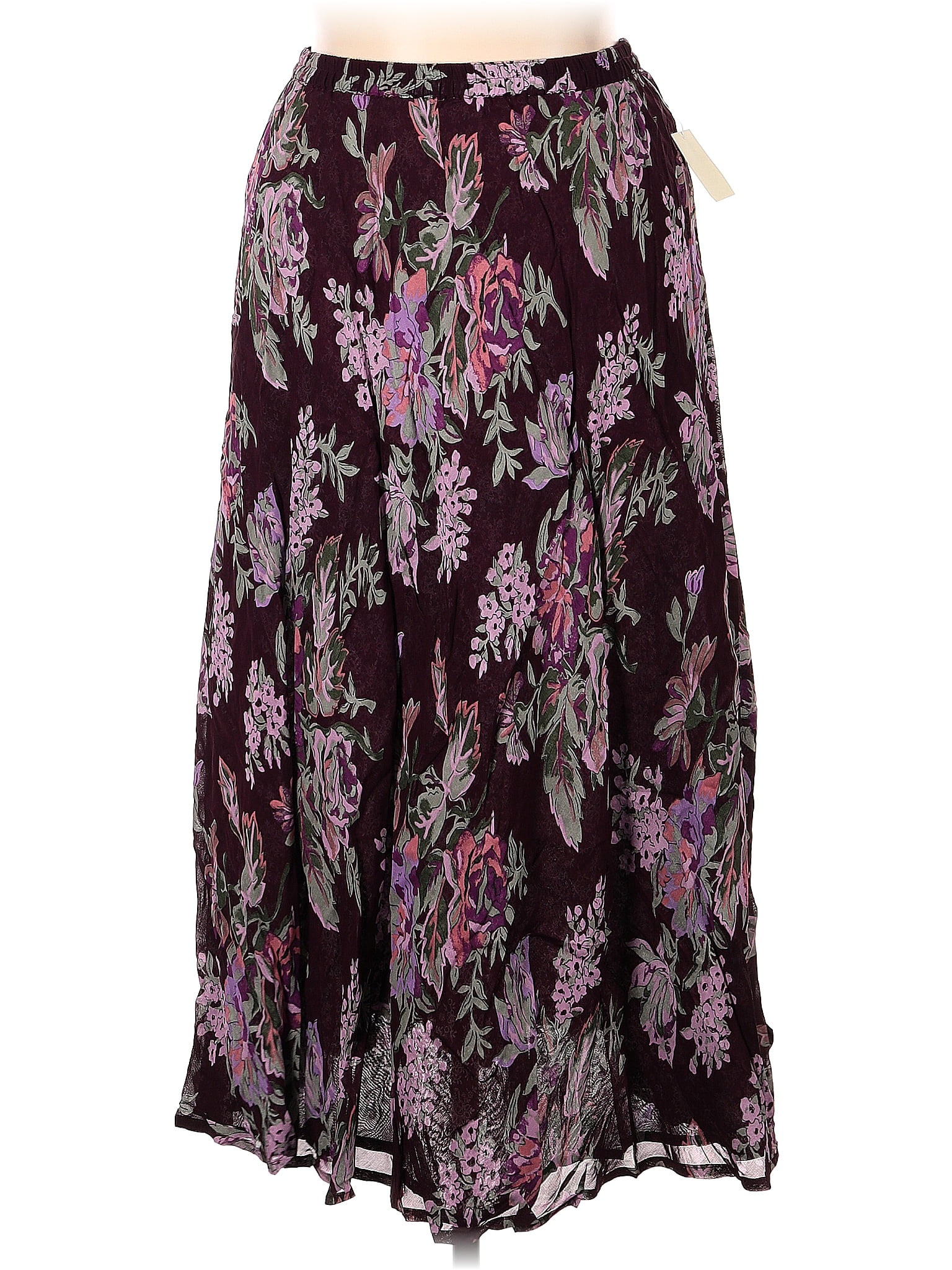 Coldwater Creek 100% Rayon Floral Purple Casual Skirt Size XL (Petite) -  79% off