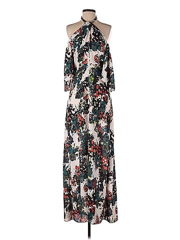 BCBGMAXAZRIA 100 Polyester Floral Multi Color Black Casual Dress