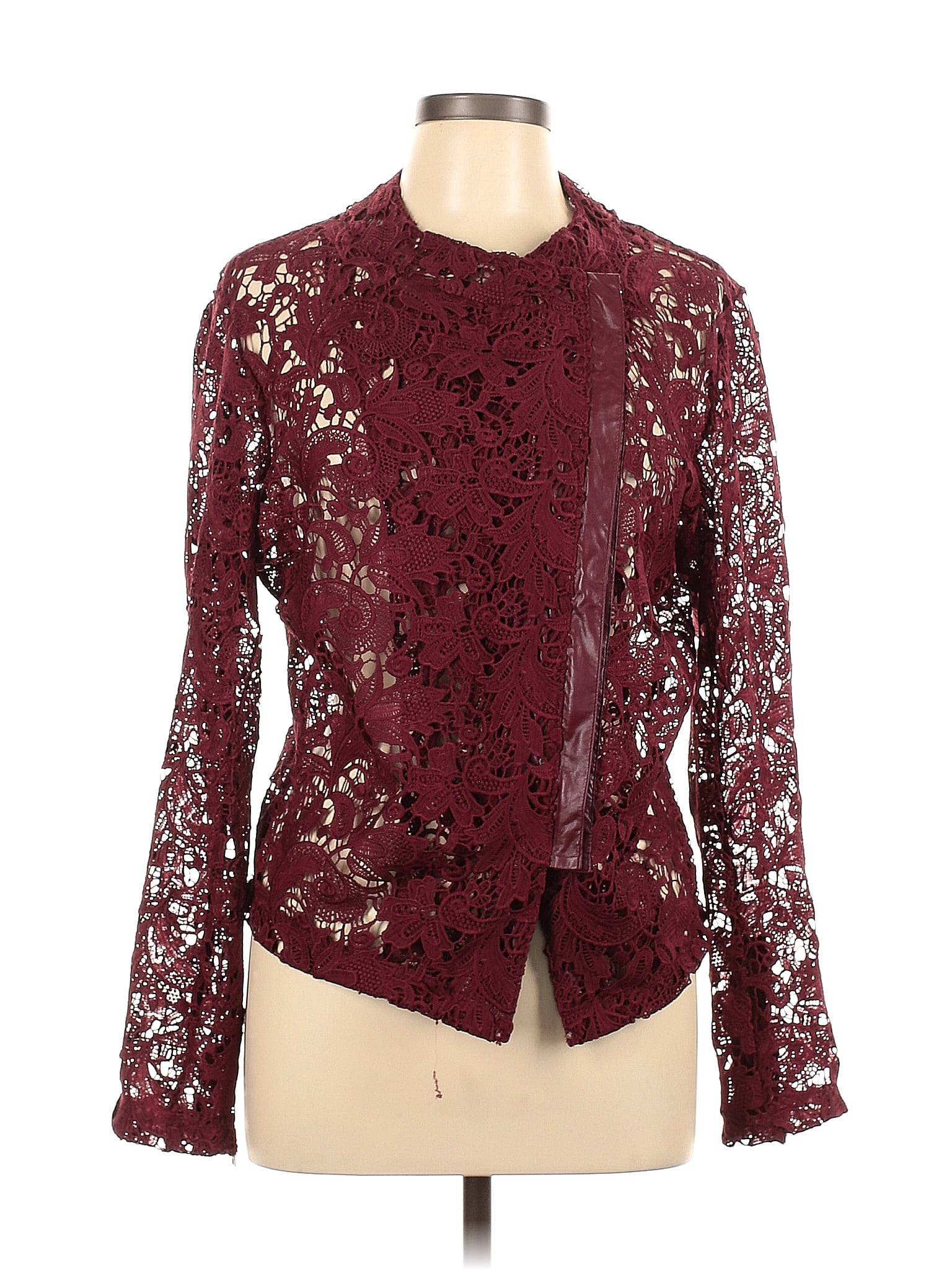 Kate And Mallory Designs 100 Polyester Floral Red Burgundy Jacket Size L