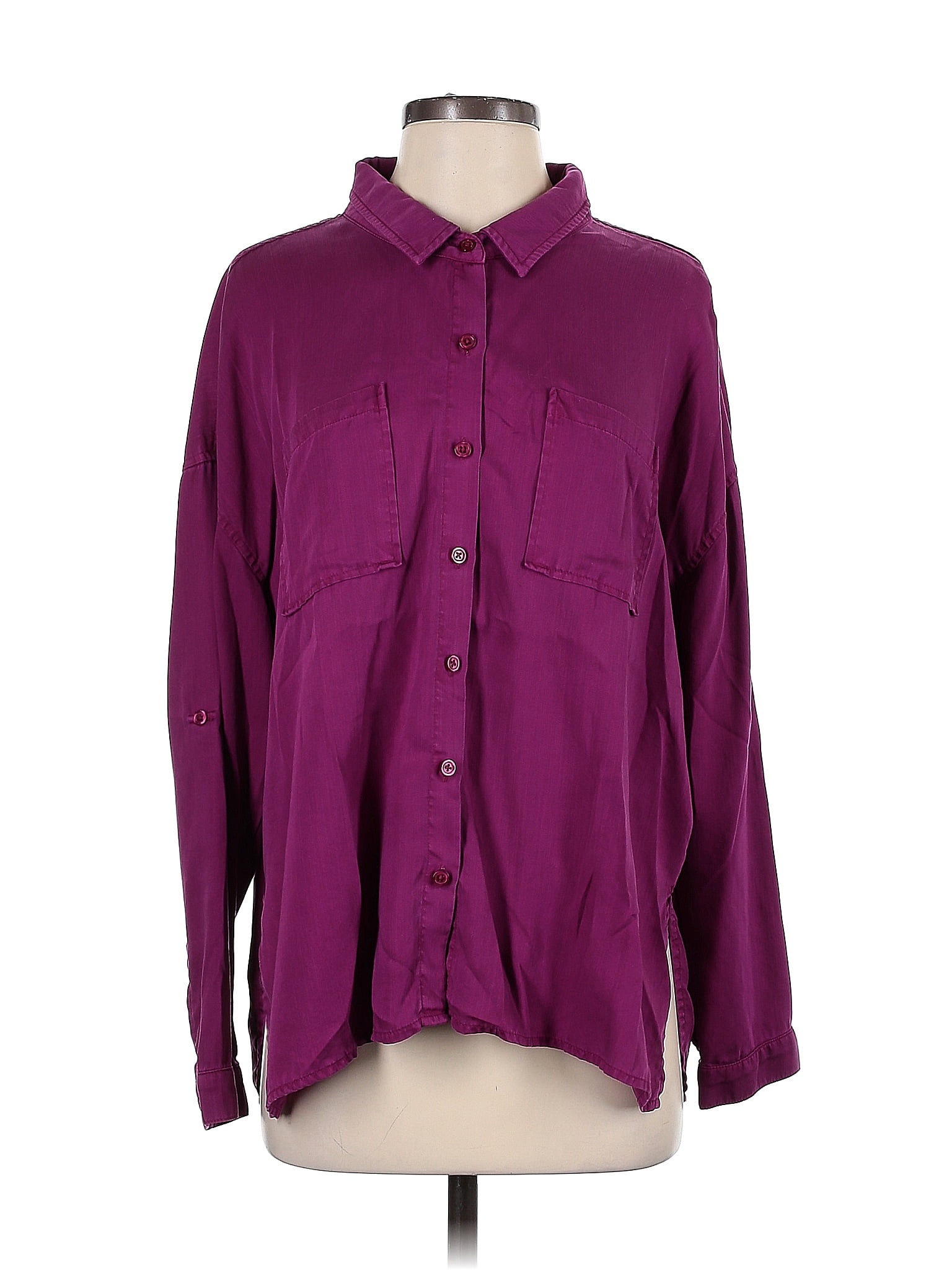 Dear John 100% Tencel Lyocell Purple Long Sleeve Button-Down Shirt Size ...