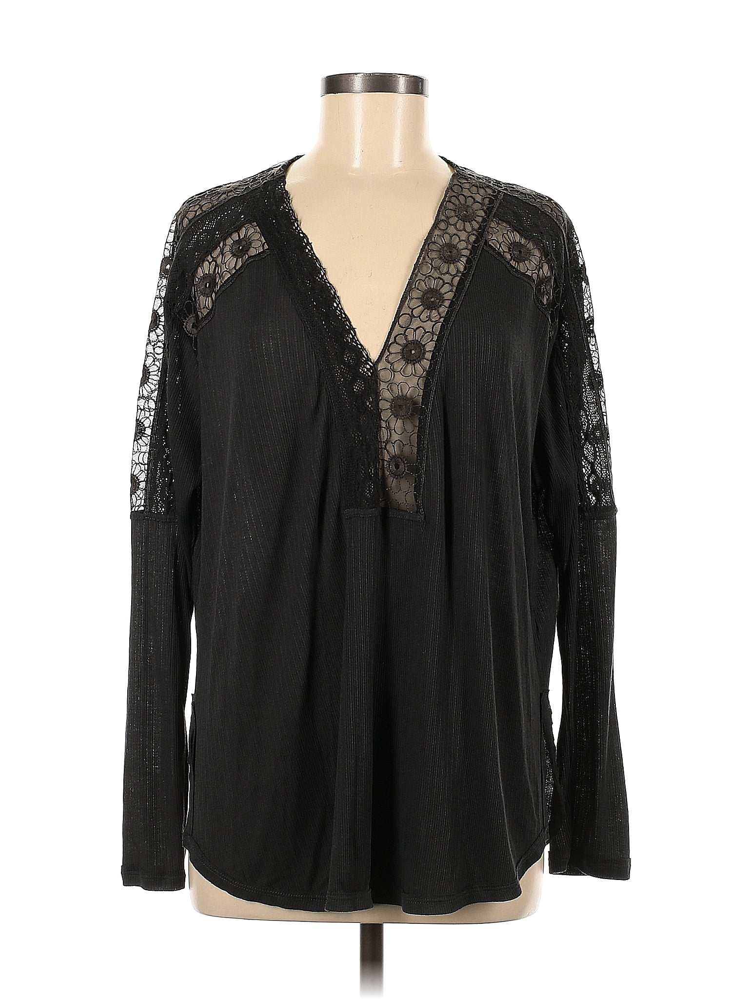 Free People Black Long Sleeve Top Size M - 57% off