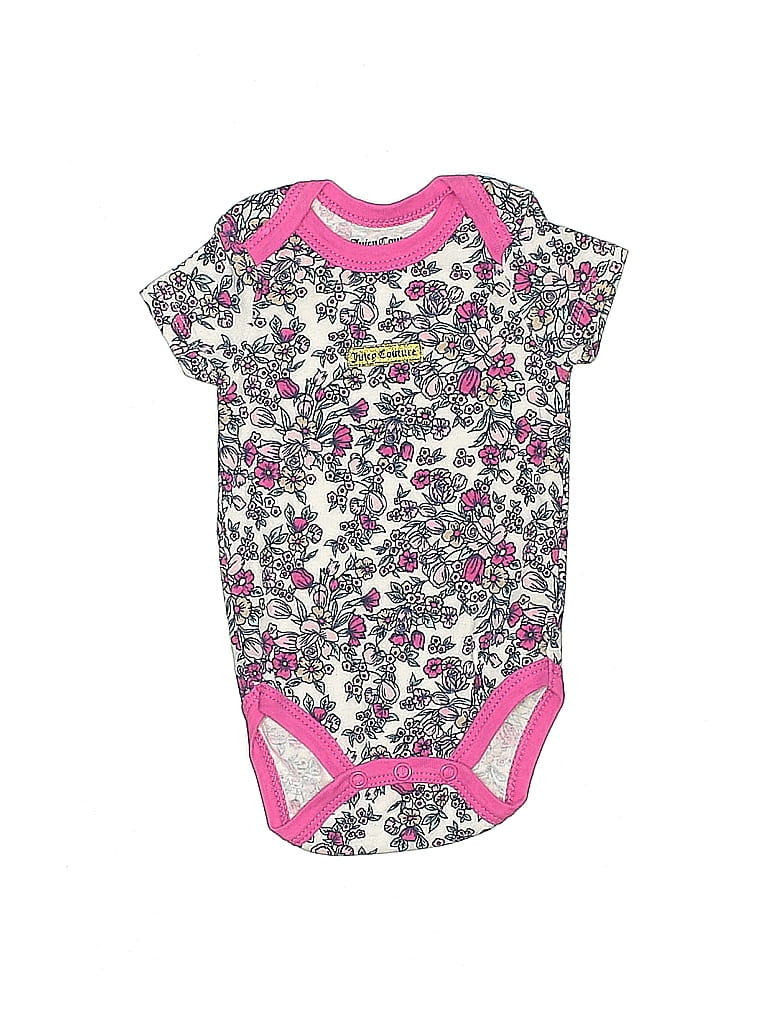 Juicy Couture Floral Floral Motif Baroque Print Pink Short Sleeve Onesie Size 0-3 mo - photo 1