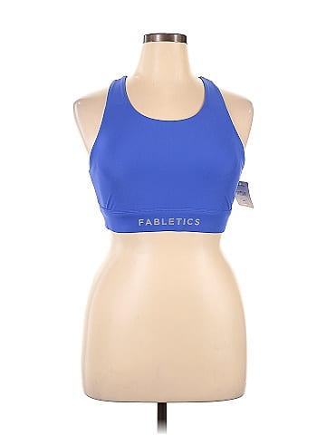 Fabletics 100% Nylon Graphic Blue Sports Bra Size XL - 57% off