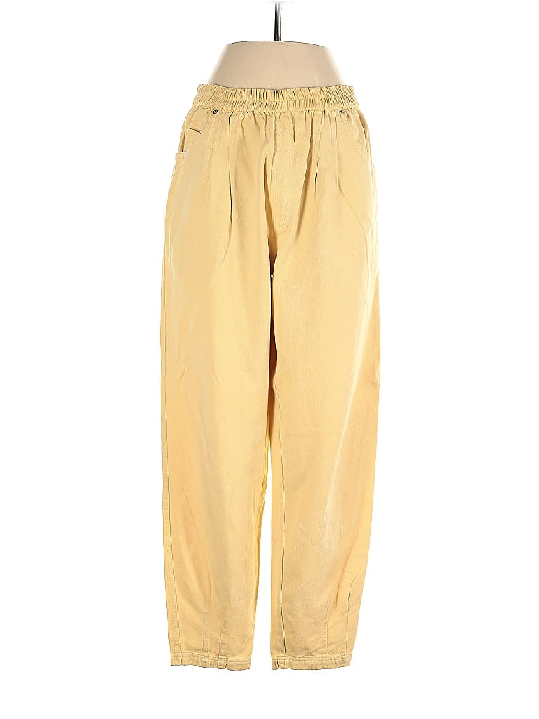 Stefano International 100% Cotton Solid Yellow Casual Pants Size S - photo 1