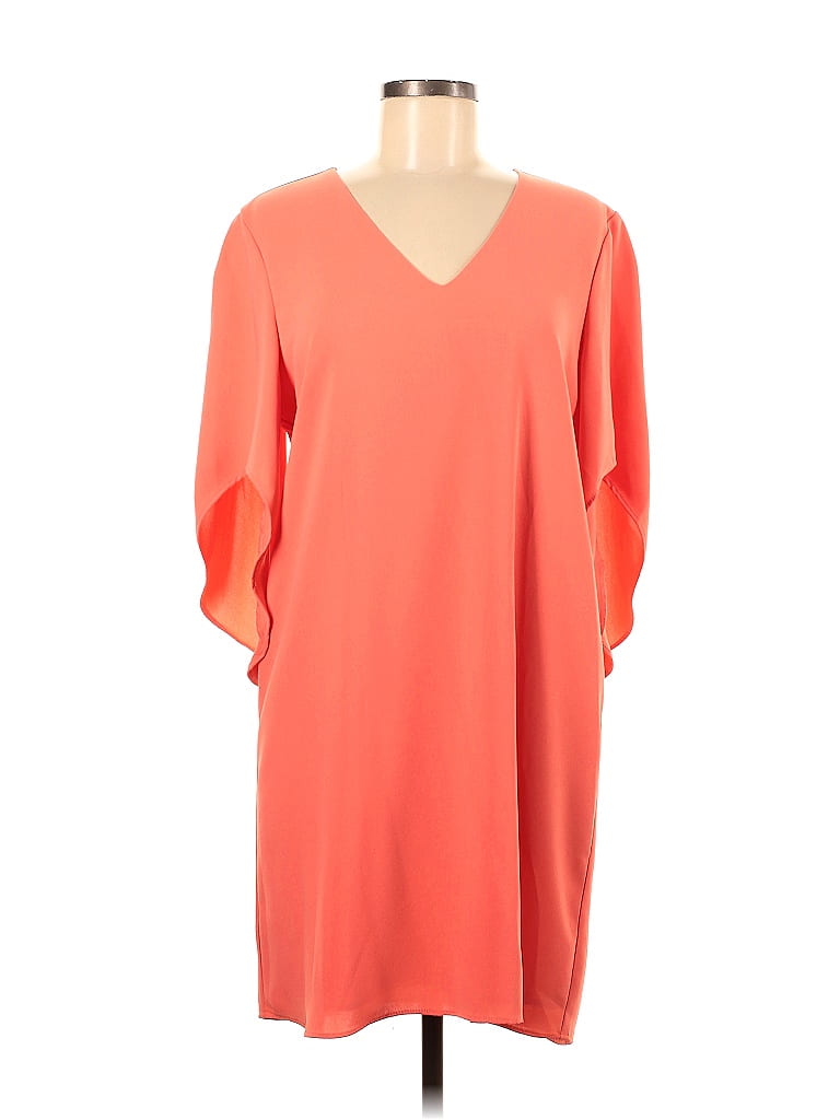 Anna Cate Solid Orange Casual Dress Size M - photo 1