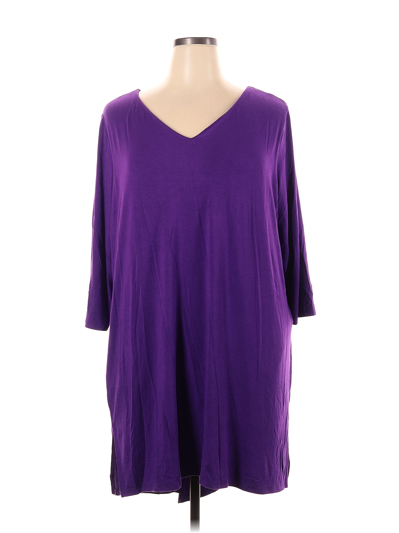 Kate And Mallory Designs Solid Purple Casual Dress Size 2x Plus 34