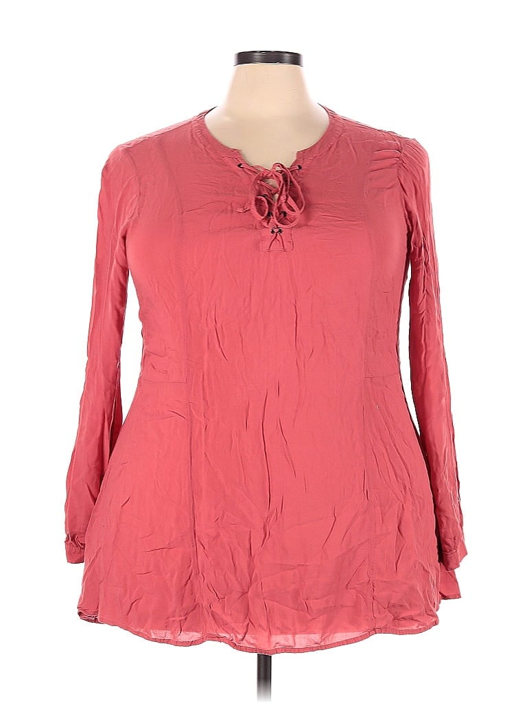 Torrid 100% Rayon Red Long Sleeve Blouse Size 3X Plus (3) (Plus) - photo 1