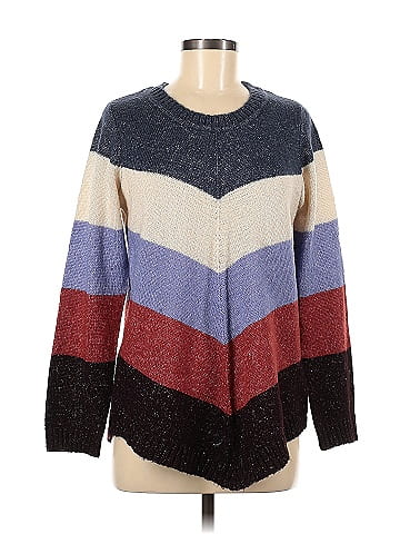 Fortune + Ivy Chevron-herringbone Color Block Multi Color Blue Pullover  Sweater Size M - 51% off