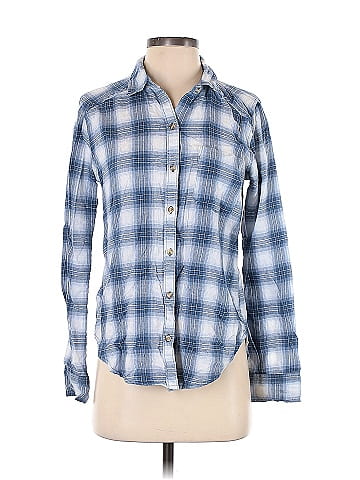 Hollister Plaid Blue Long Sleeve Button-Down Shirt Size S - 56