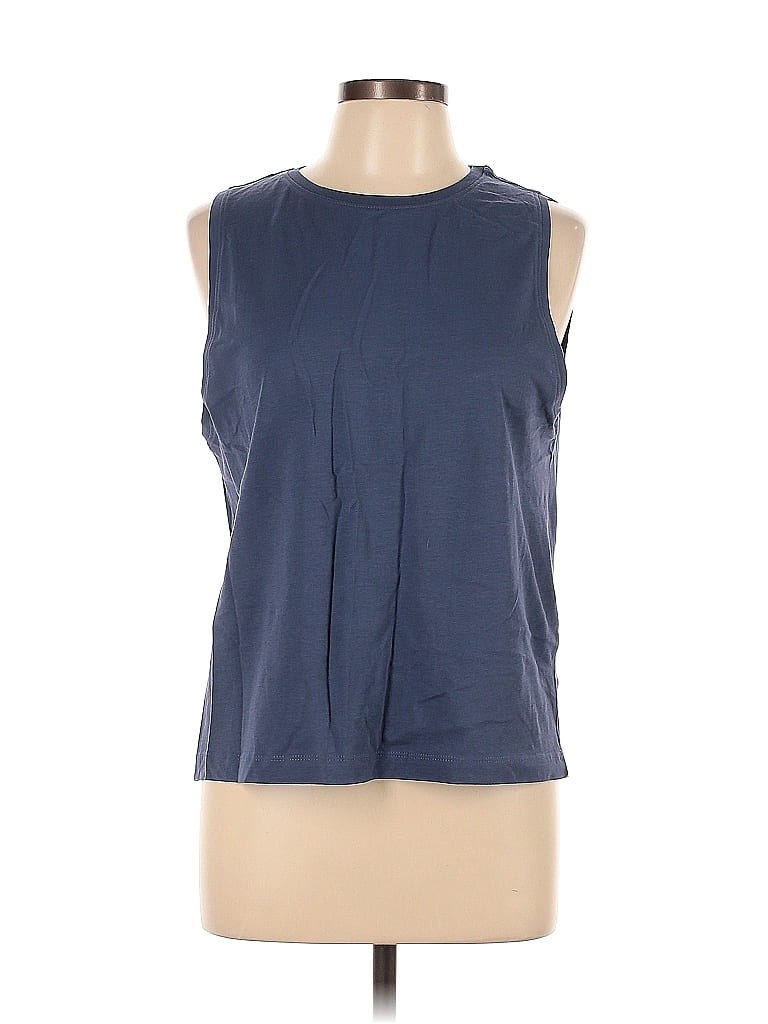Zara 100% Cotton Blue Sleeveless T-Shirt Size L - photo 1