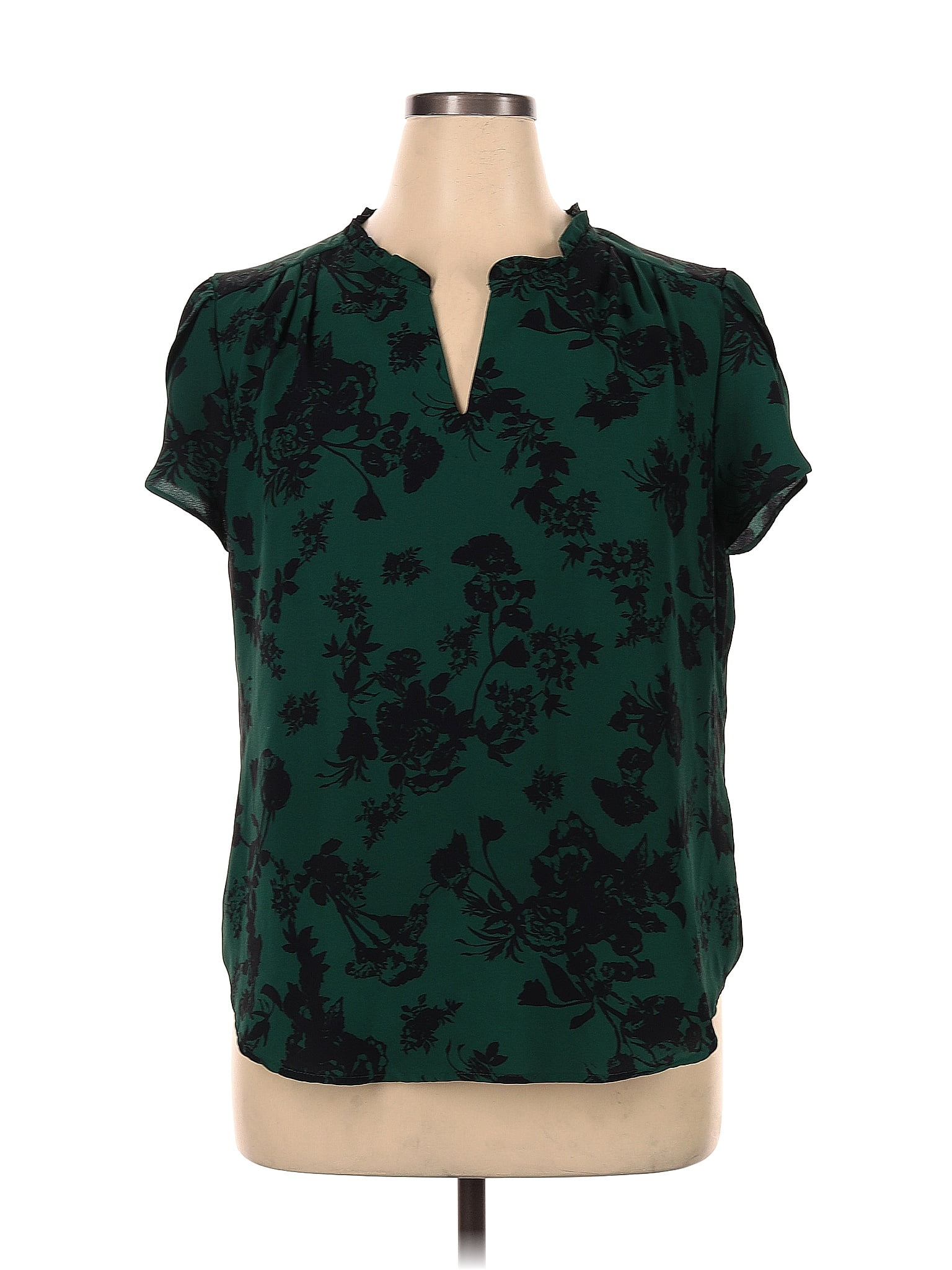 41hawthorn 100 Polyester Floral Green Short Sleeve Blouse Size Xl 47