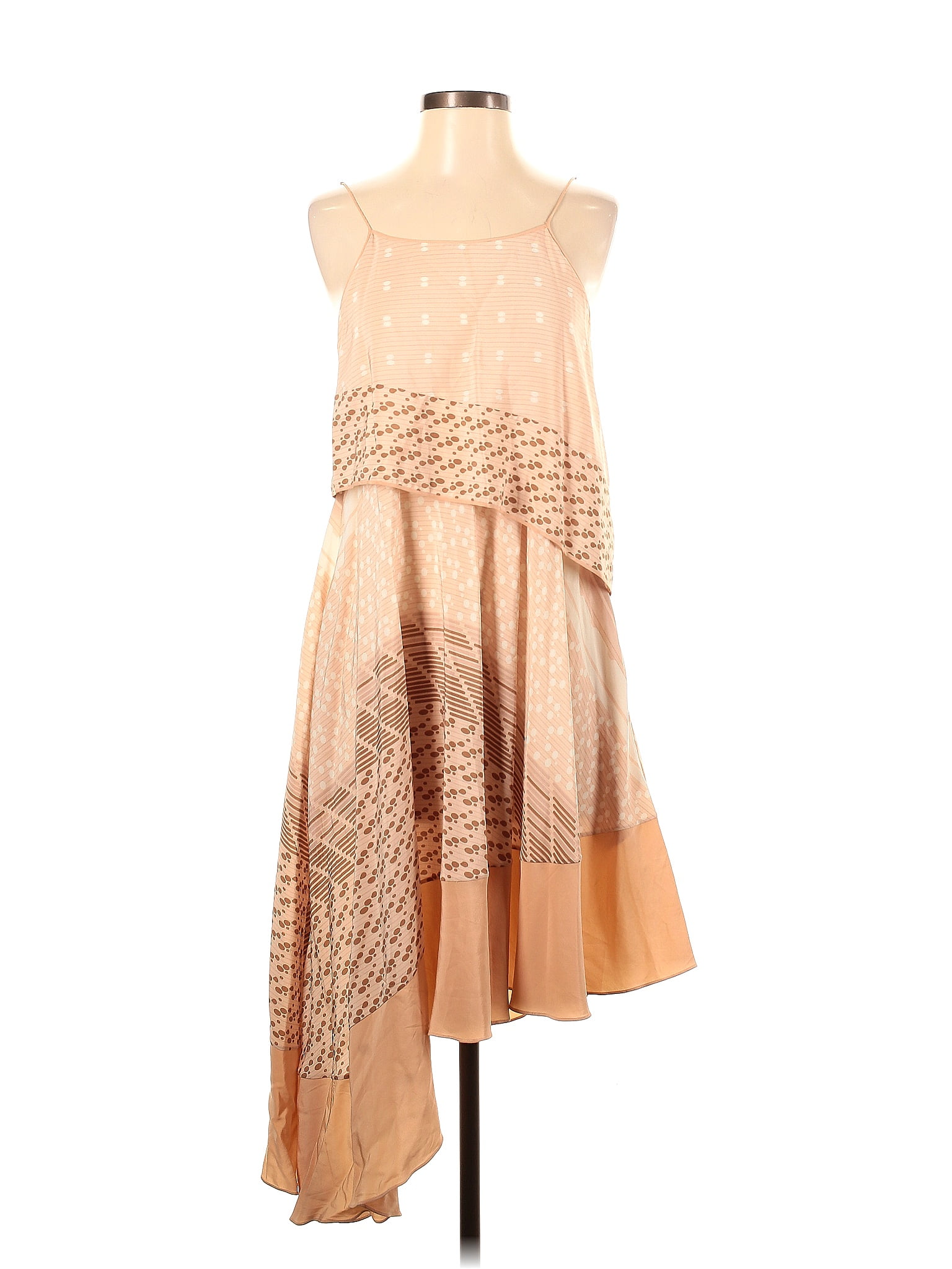 Jonathan Simkhai 100% Silk Color Block Tan Casual Dress Size S - 60% ...