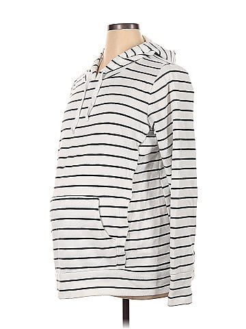 Motherhood Stripes White Pullover Hoodie Size XL (Maternity) - 47