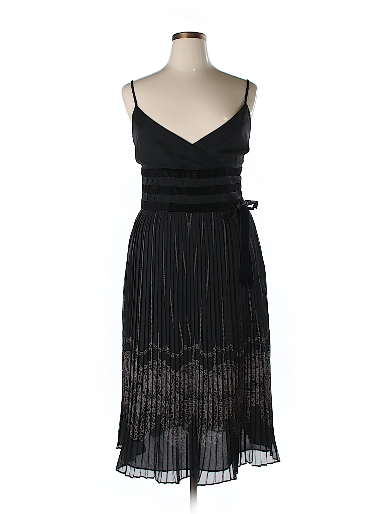 Ann Taylor LOFT 100% Polyester Solid Black Cocktail Dress Size 14 - 76% ...